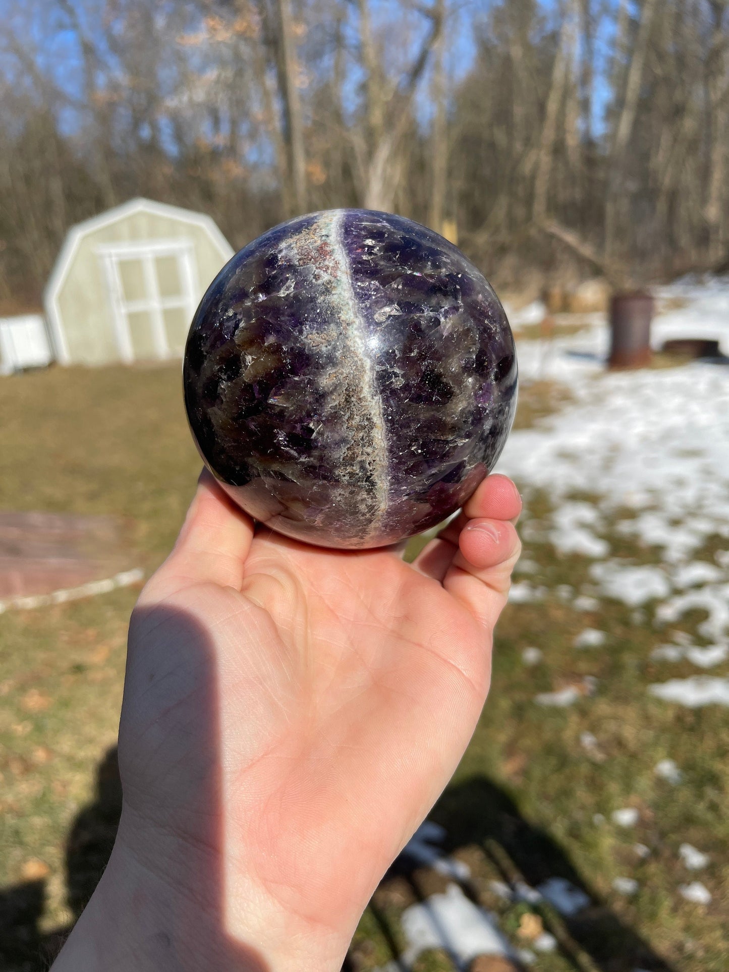 Dream Amethyst Crystal Sphere |  Meditation Stone | Crystal Carving
