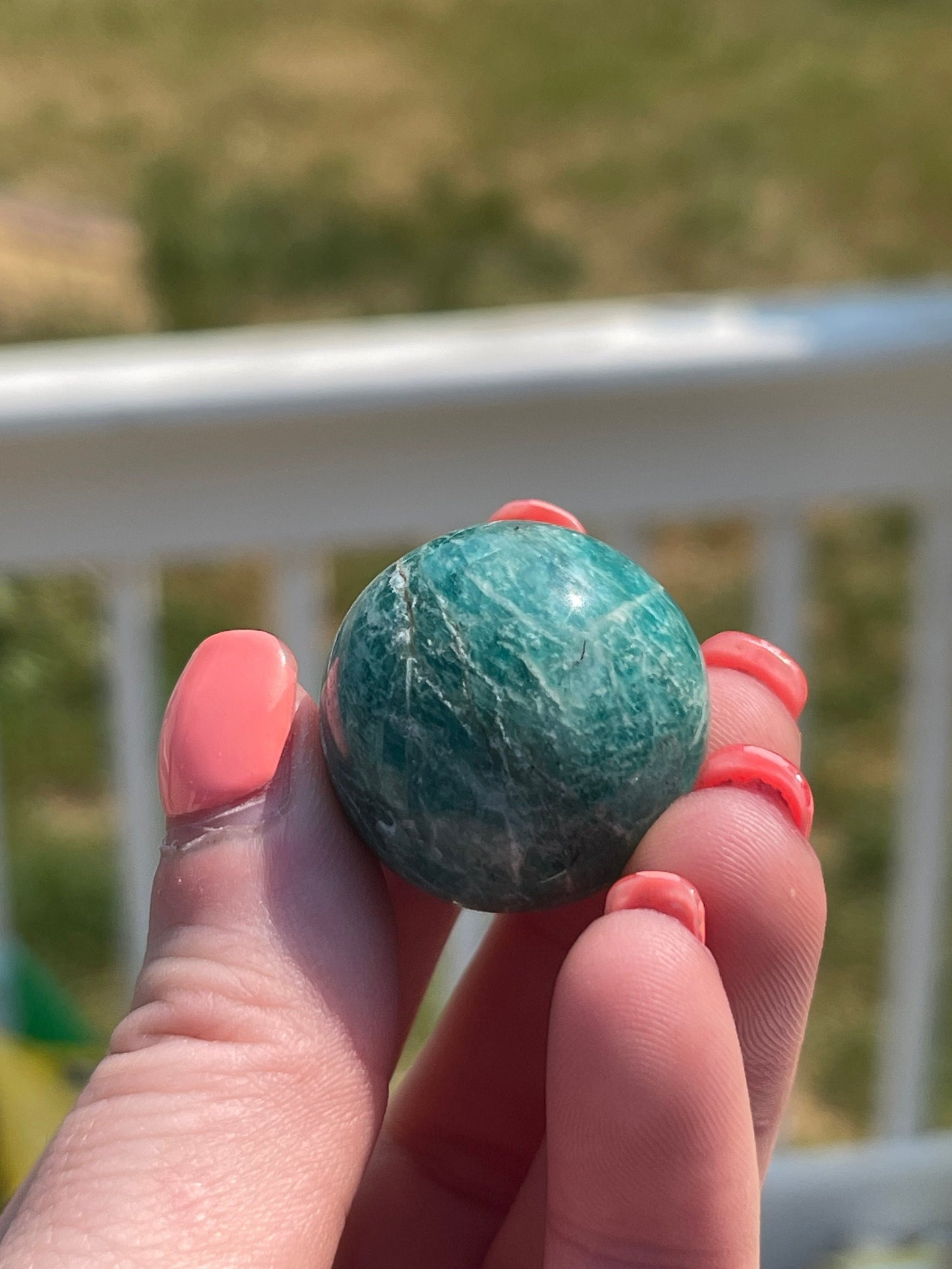1 Amazonite with smoky quartz mini sphere