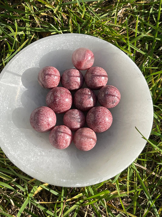 Rhodonite Mini Sphere: Calming Meditation Crystal Gift