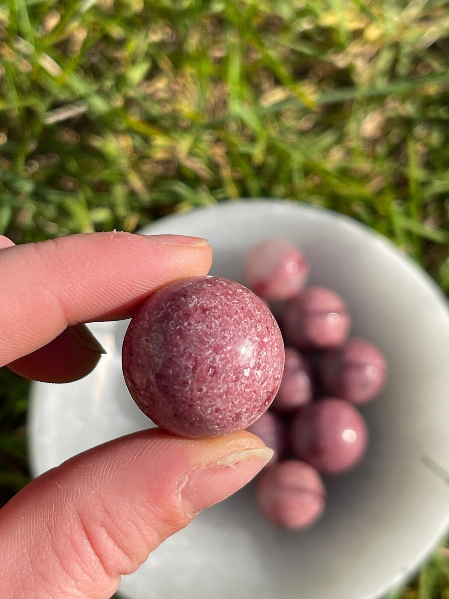 Rhodonite Mini Sphere: Calming Meditation Crystal Gift