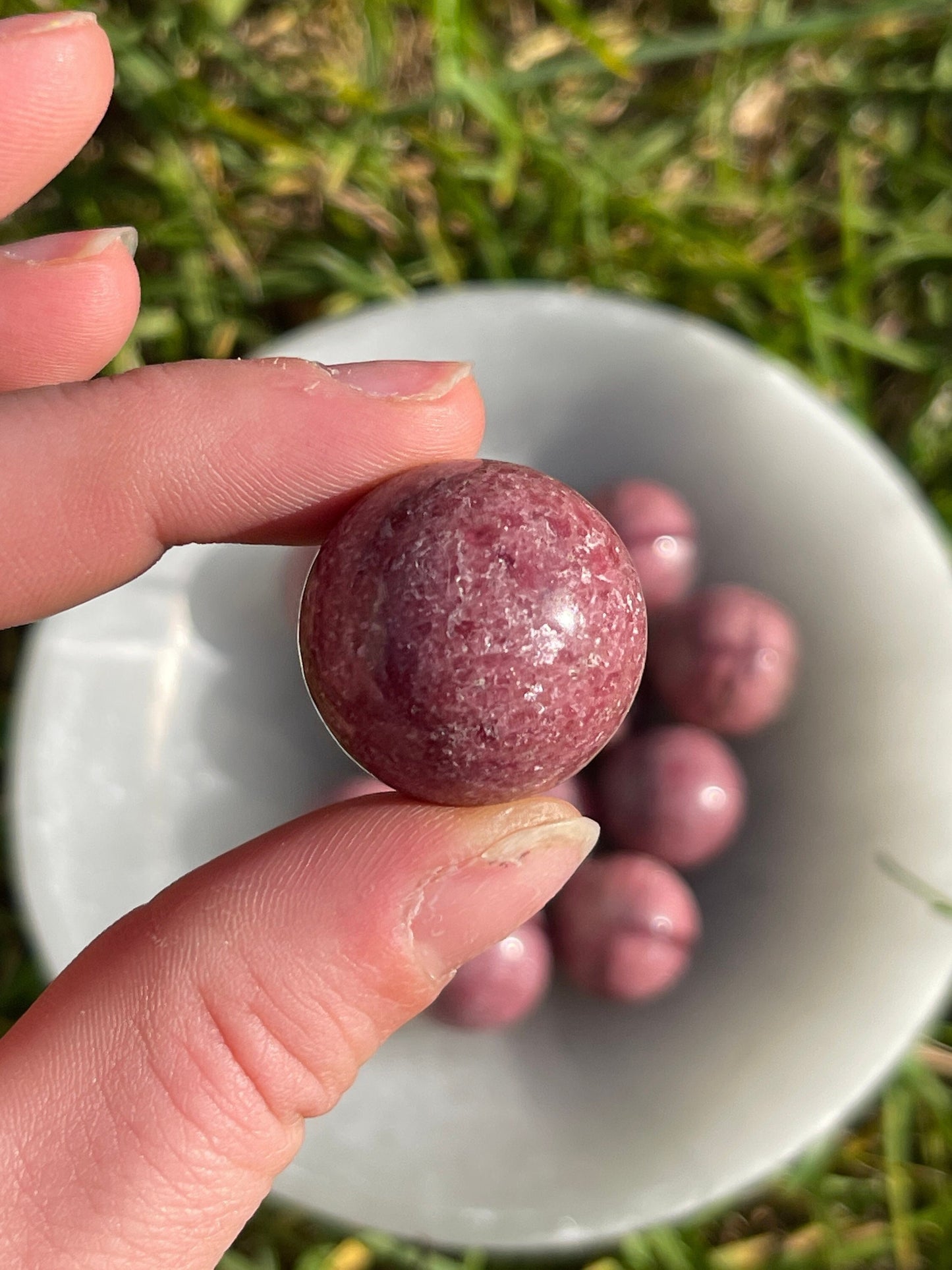 Rhodonite Mini Sphere: Calming Meditation Crystal Gift