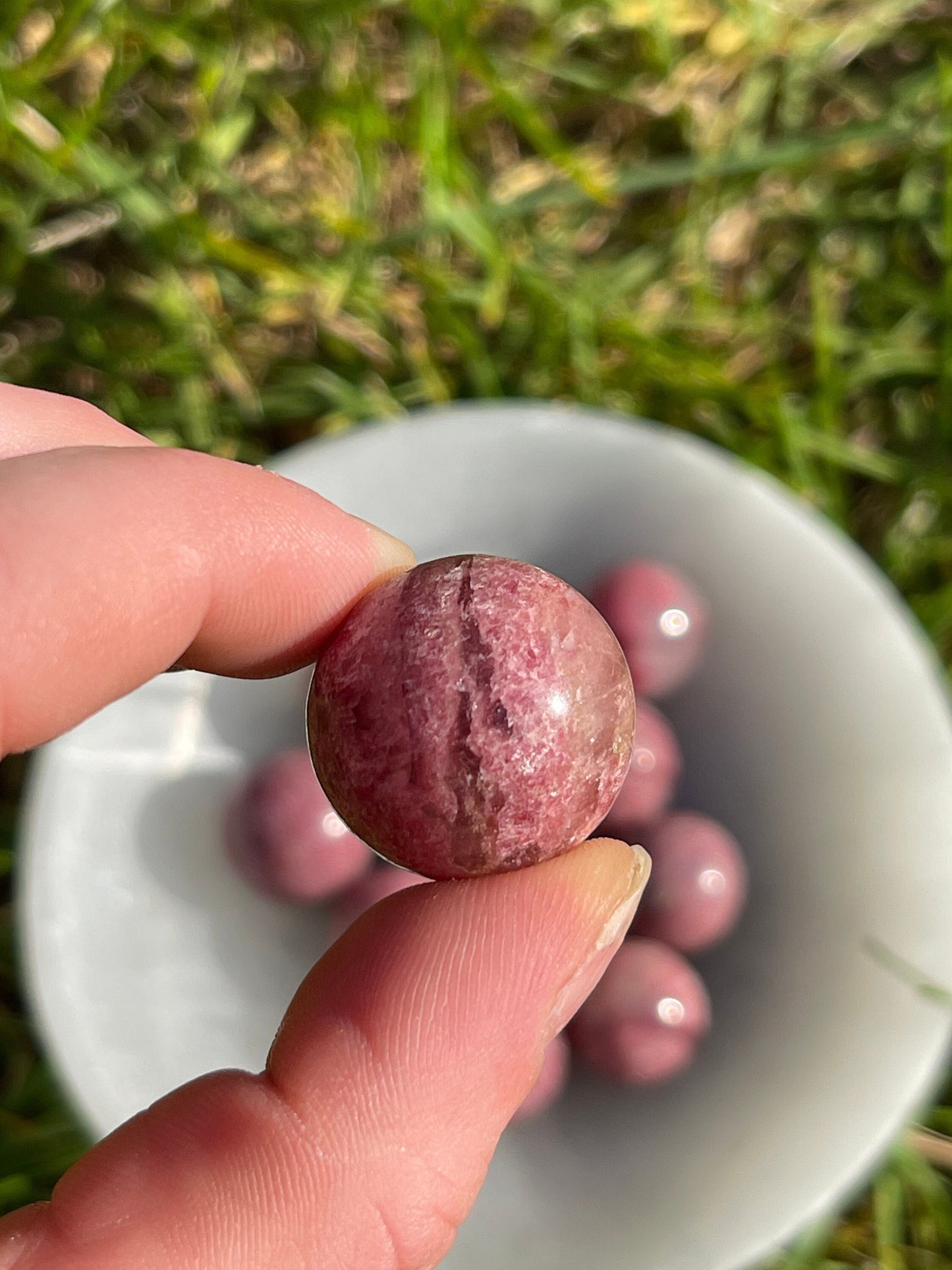 Rhodonite Mini Sphere: Calming Meditation Crystal Gift