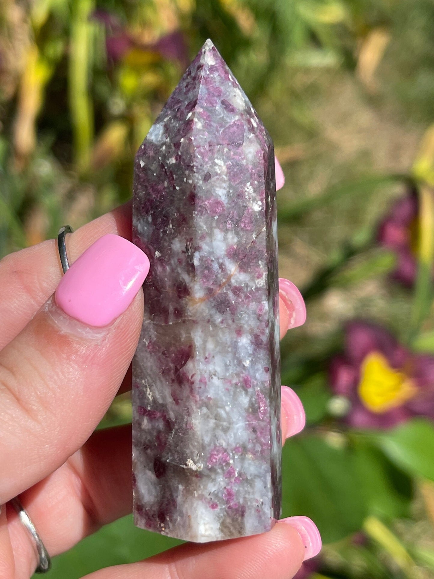 Rubellite Crystal Tower: Red Tourmaline Carving, Meditation Stone