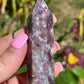 Rubellite Crystal Tower: Red Tourmaline Carving, Meditation Stone