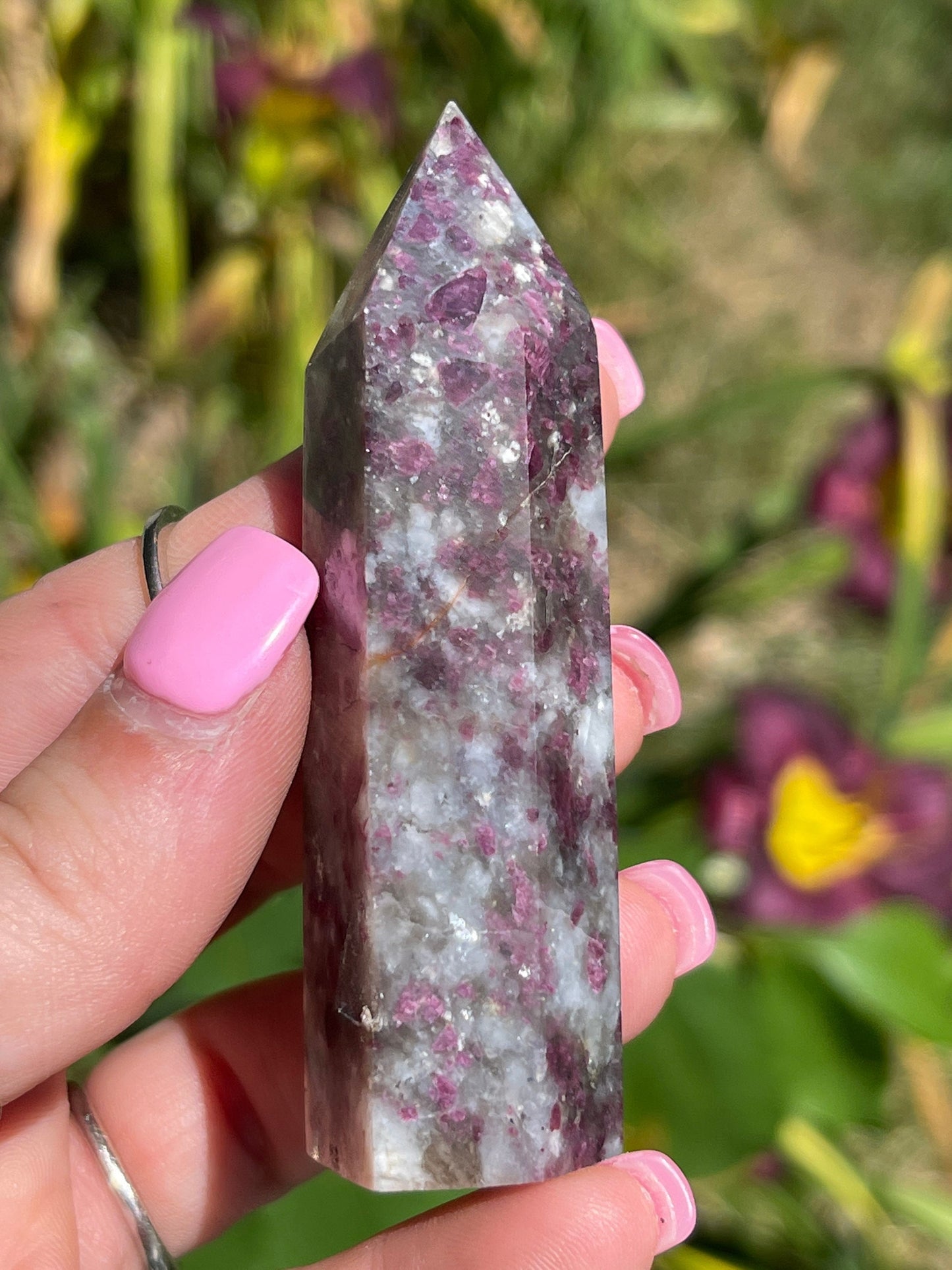 Rubellite Crystal Tower: Red Tourmaline Carving, Meditation Stone