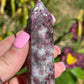 Rubellite Crystal Tower: Red Tourmaline Carving, Meditation Stone
