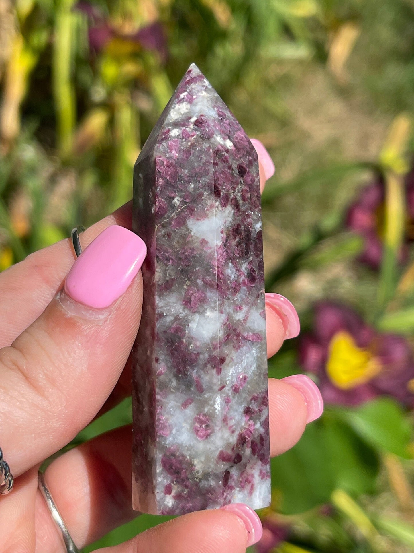 Rubellite Crystal Tower: Red Tourmaline Carving, Meditation Stone