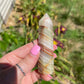 Banded Green Onyx Crystal Point Tower