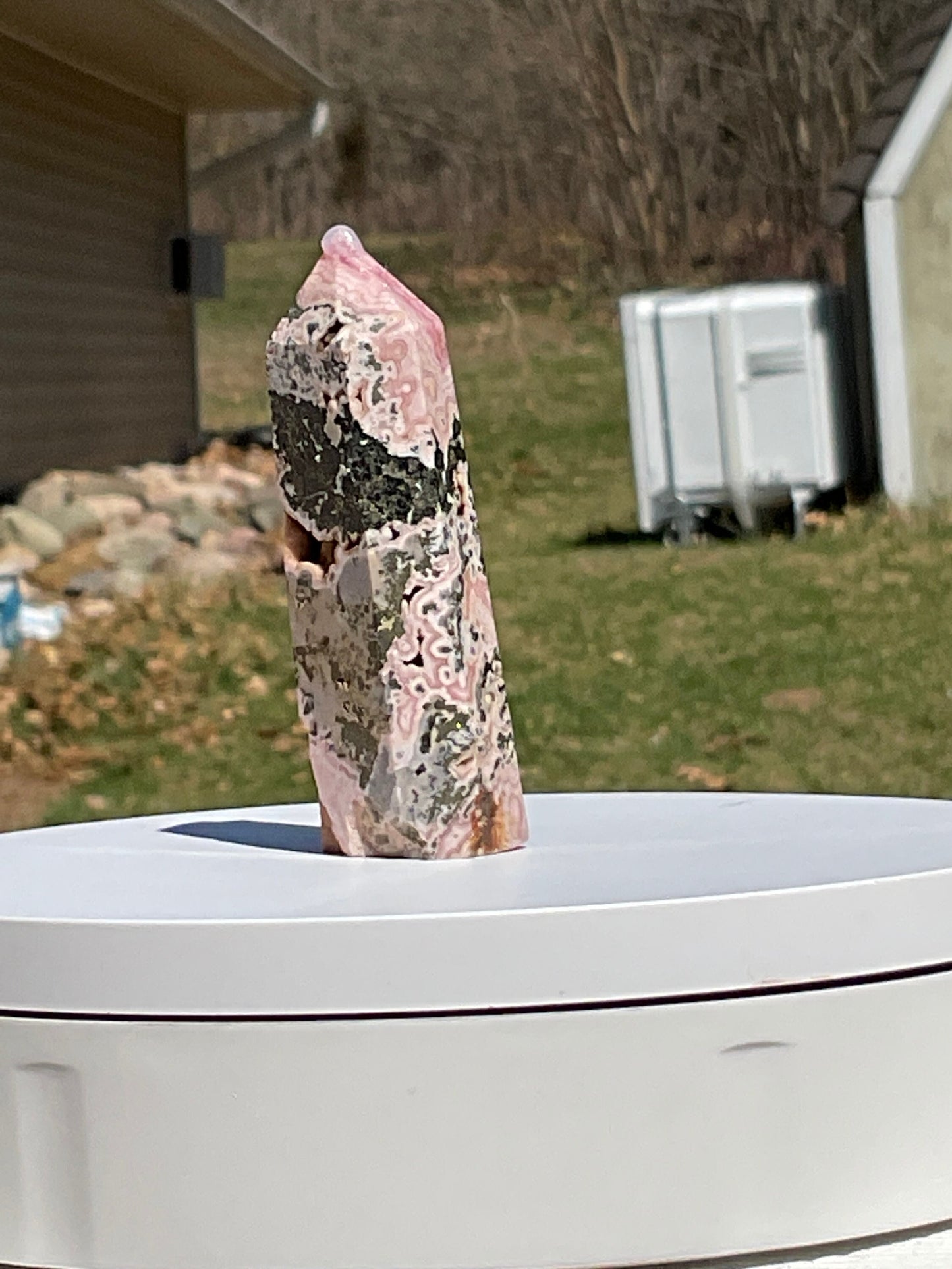 Rhodochrosite & Pyrite Crystal Tower