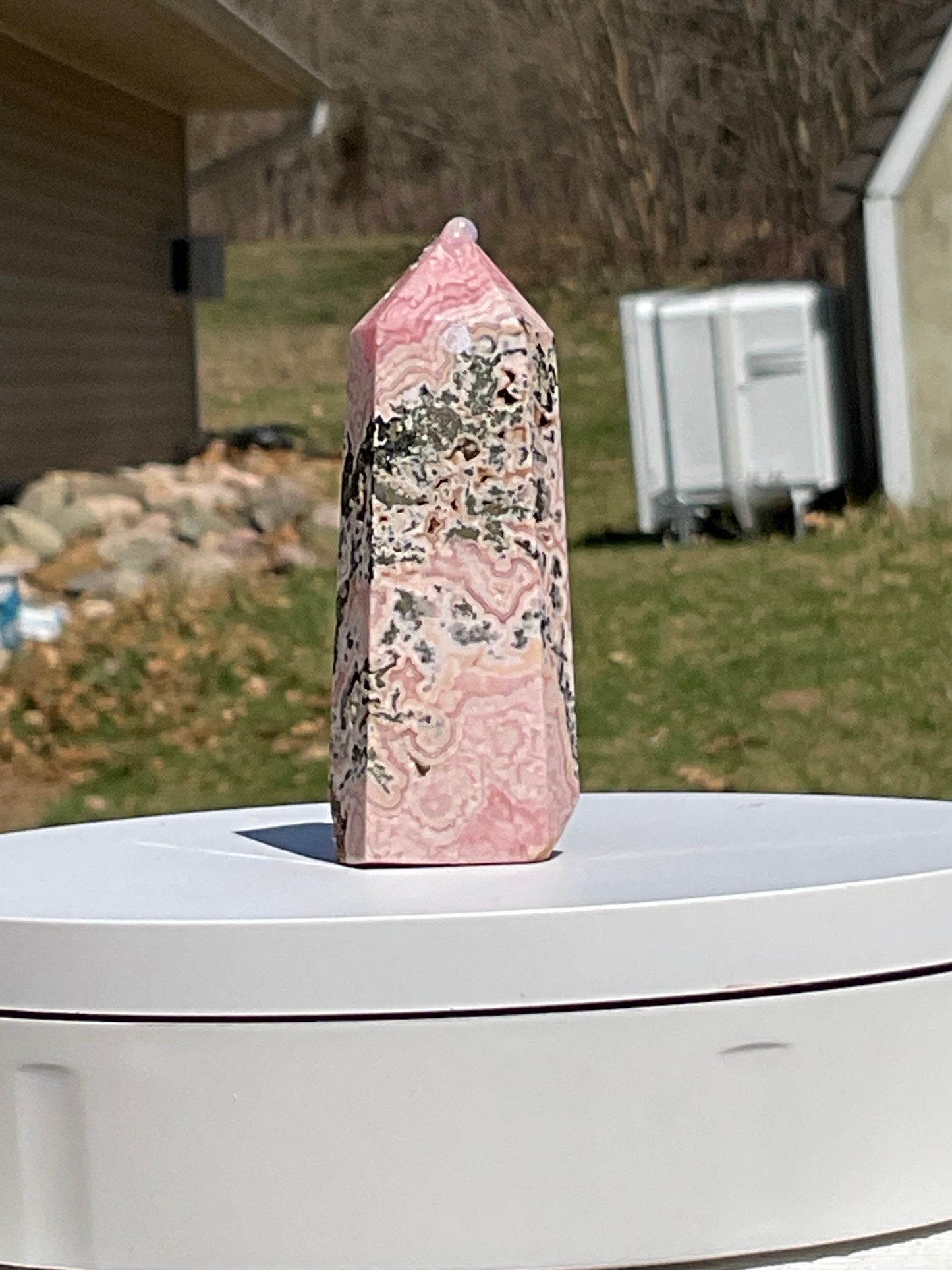 Rhodochrosite & Pyrite Crystal Tower
