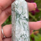 Moss Agate Crystal Tower: Meditation Stone Gift