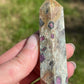 Ruby fuchsite crystal tower