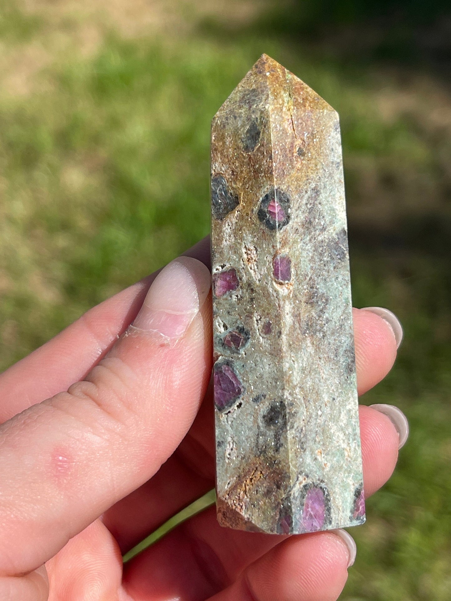 Ruby fuchsite crystal tower