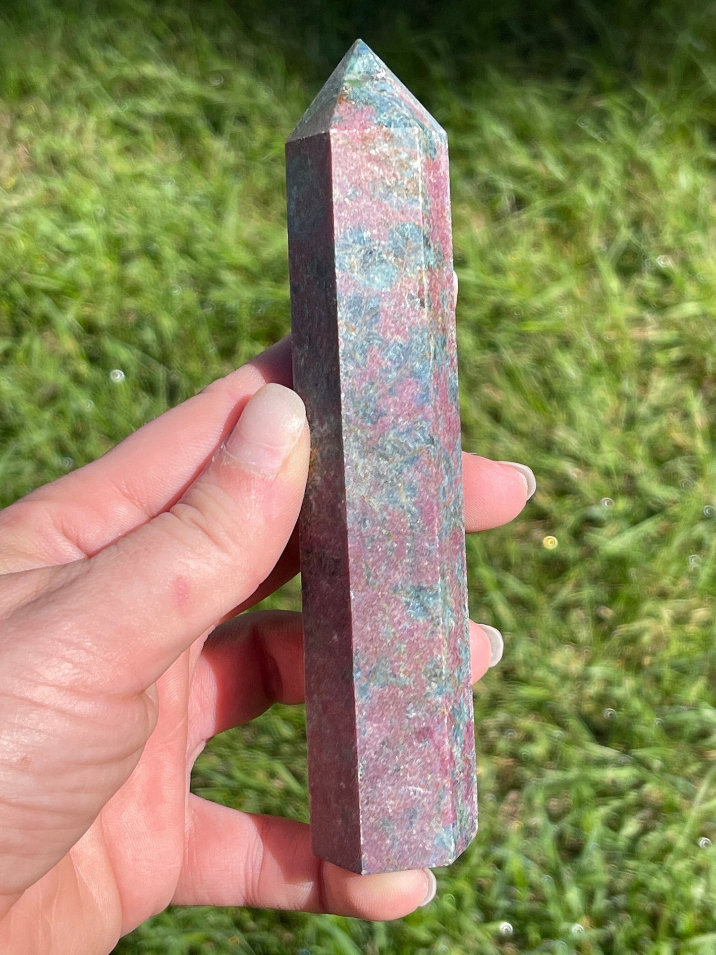 Ruby in Kyanite Crystal Tower: UV Reactive Gift (5.6in)
