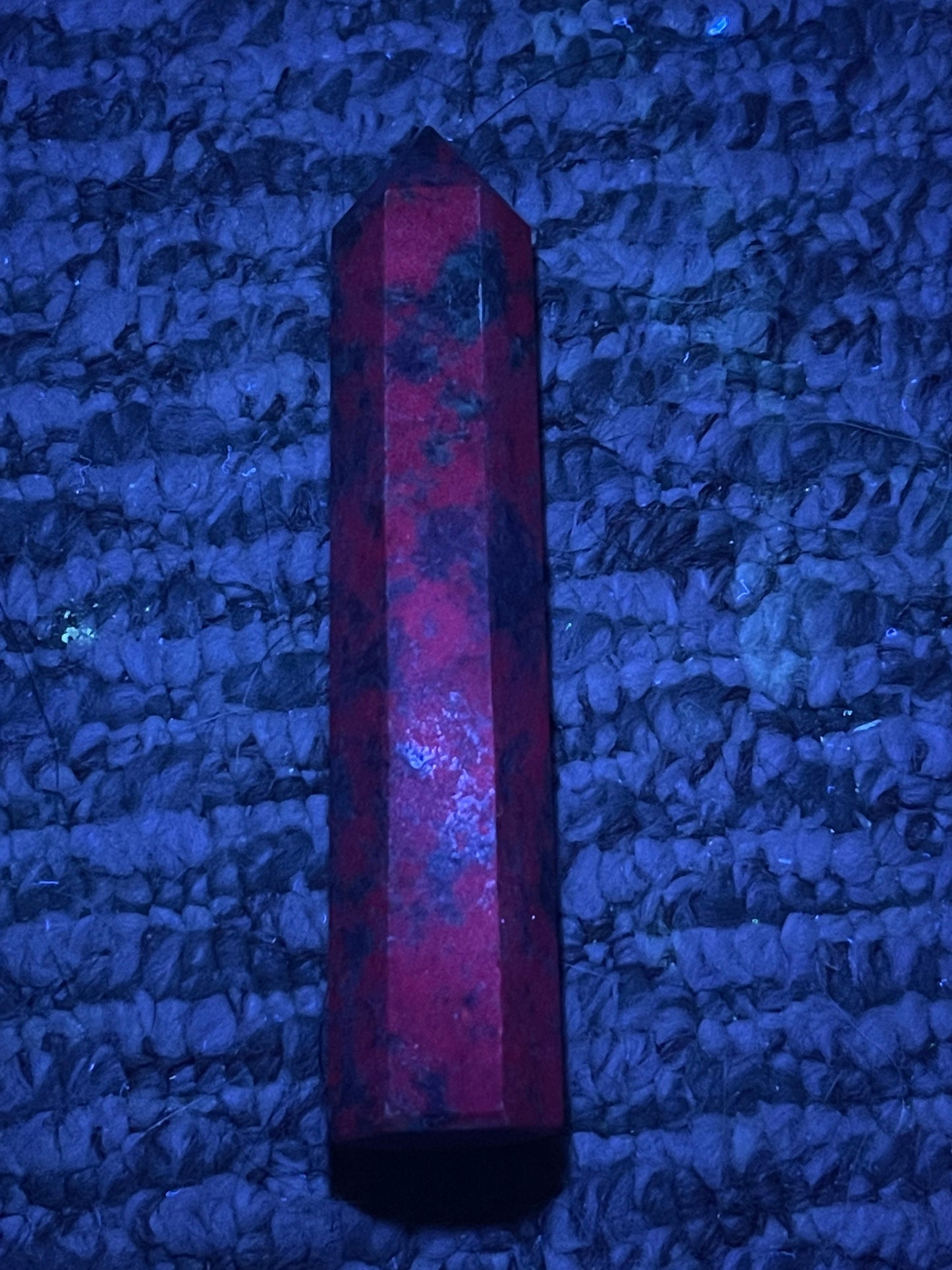 Ruby in Kyanite Crystal Tower: UV Reactive Healing Stone