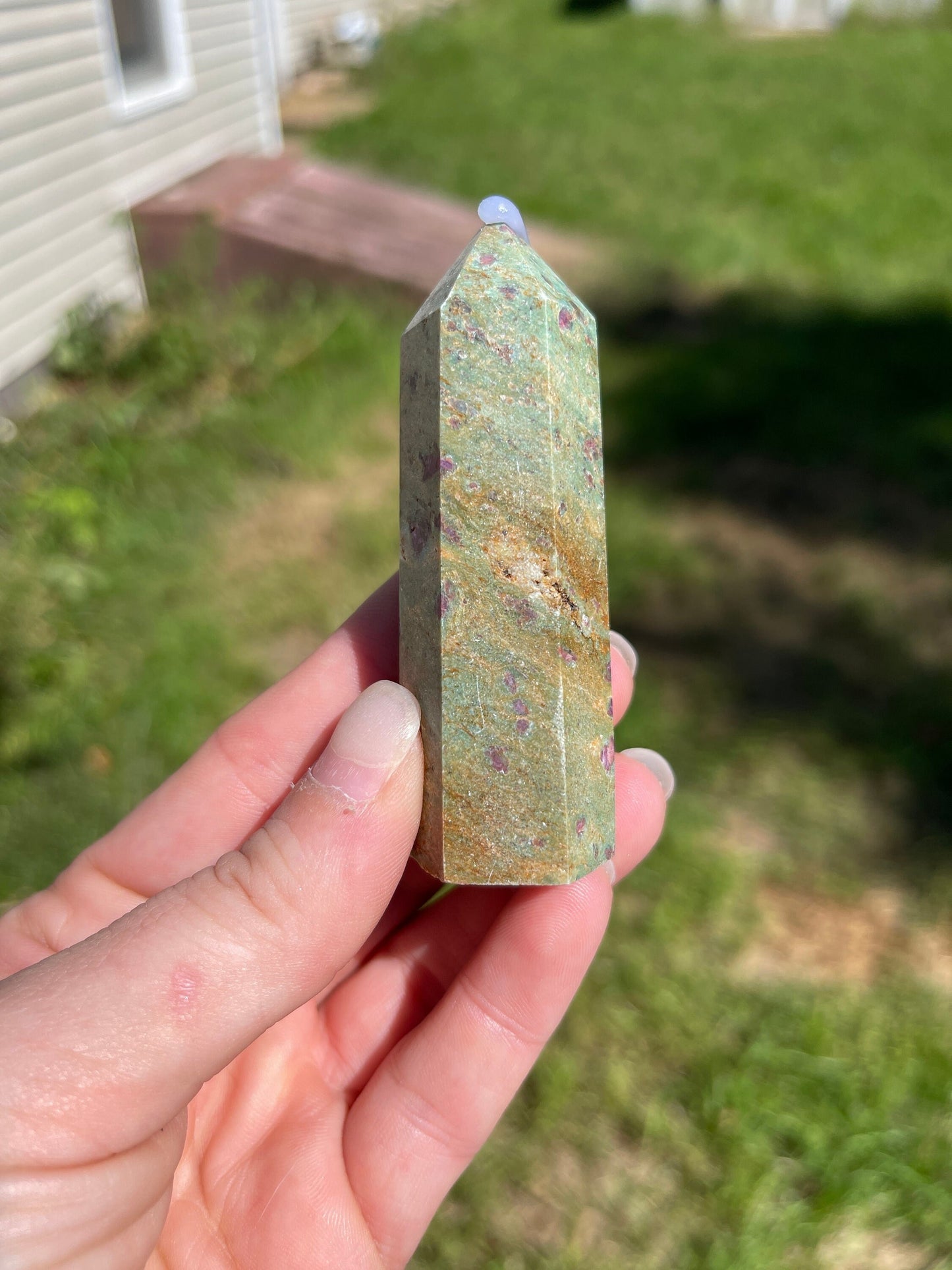 Ruby fuchsite crystal tower