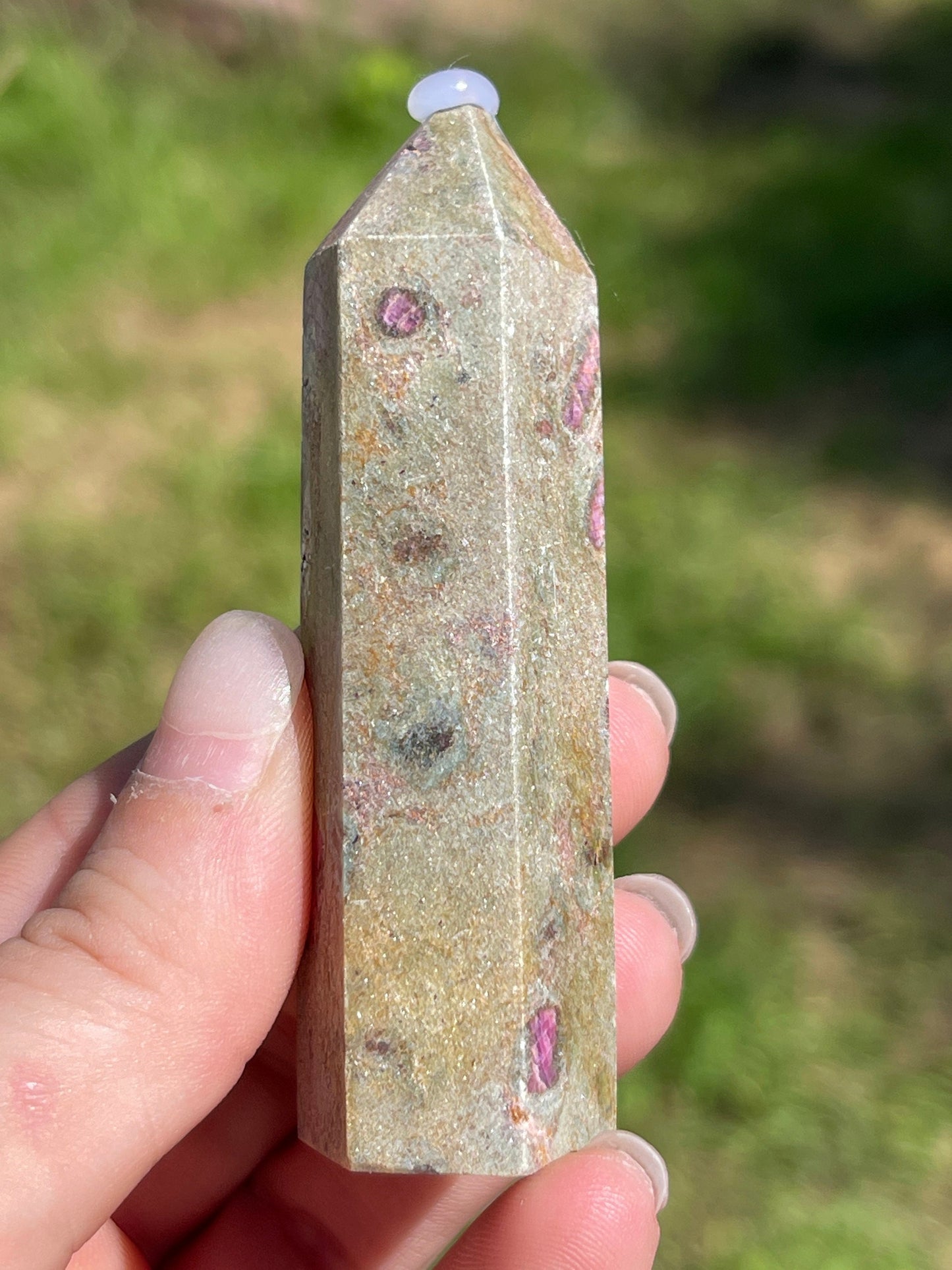 Ruby fuchsite crystal tower