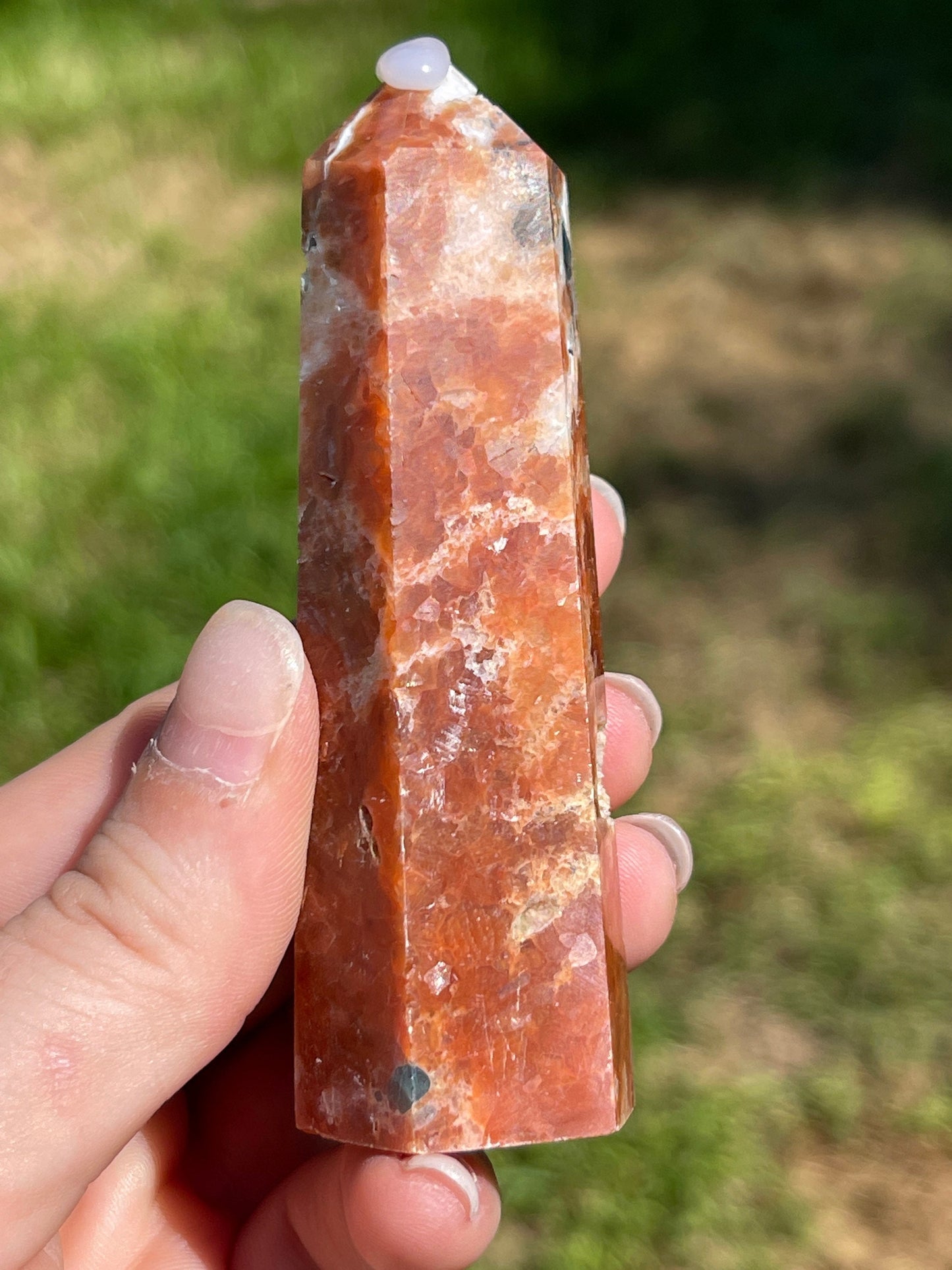 Calcite & Blue Apatite Crystal Tower