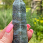 Moss Agate Tower: Crystal Point Gift (3.4in)