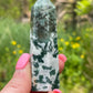 Moss Agate Tower: Crystal Point, New Beginnings Gift