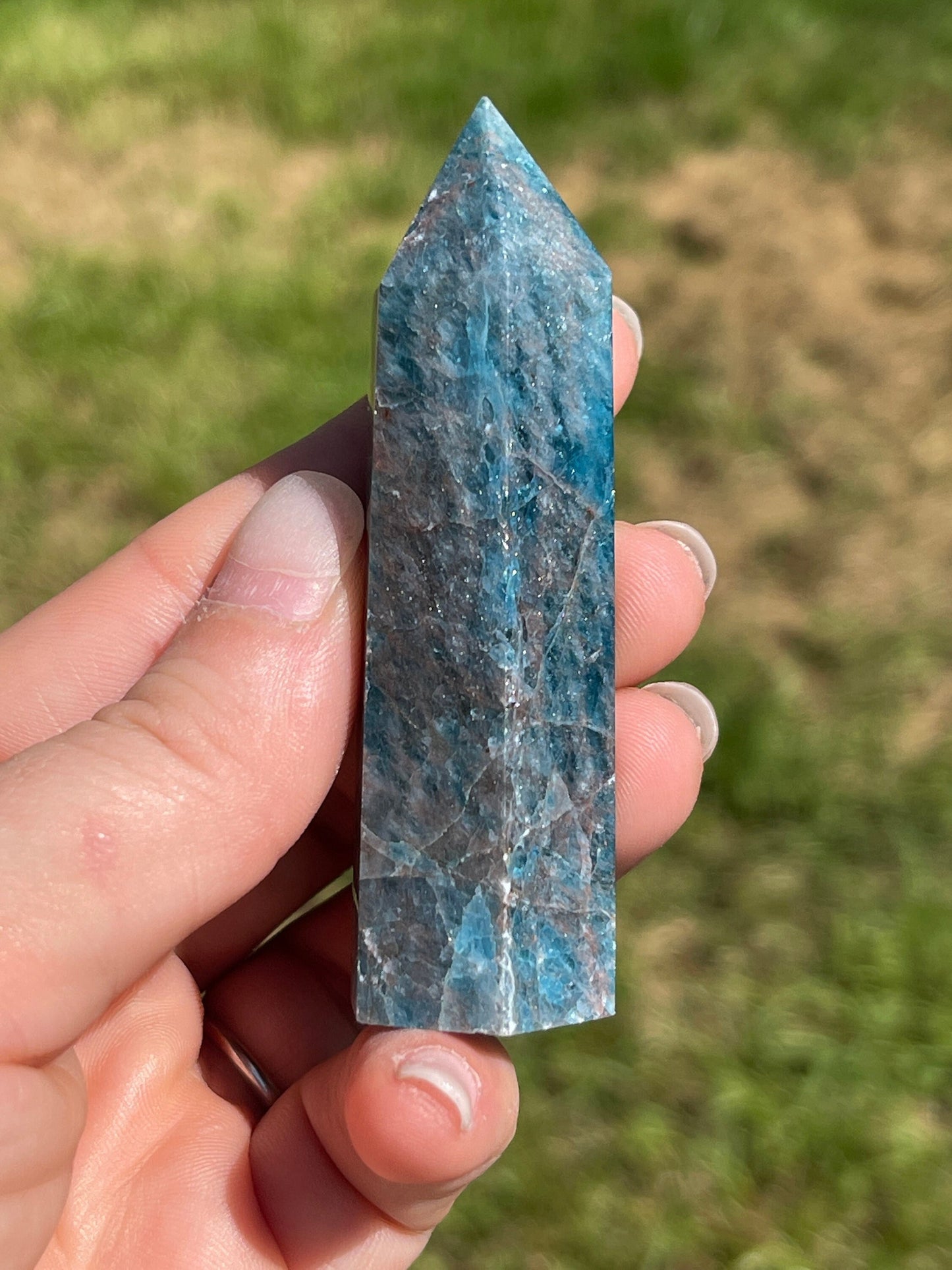 Blue Apatite Crystal Point Tower: Psychic Stone Gift