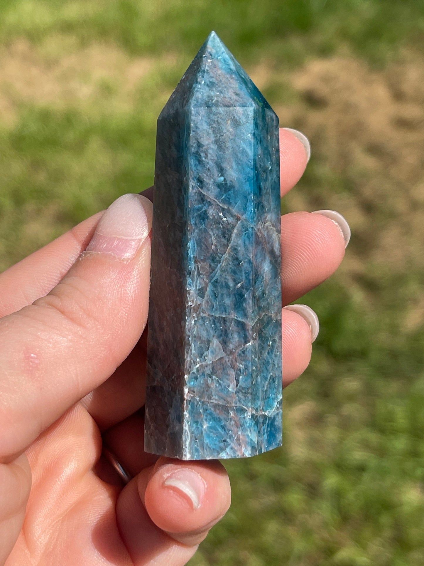 Blue Apatite Crystal Point Tower: Psychic Stone Gift