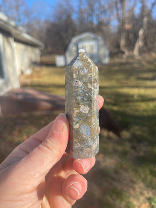 Llanite crystal tower d | que sera | crystal carving | meditation stone