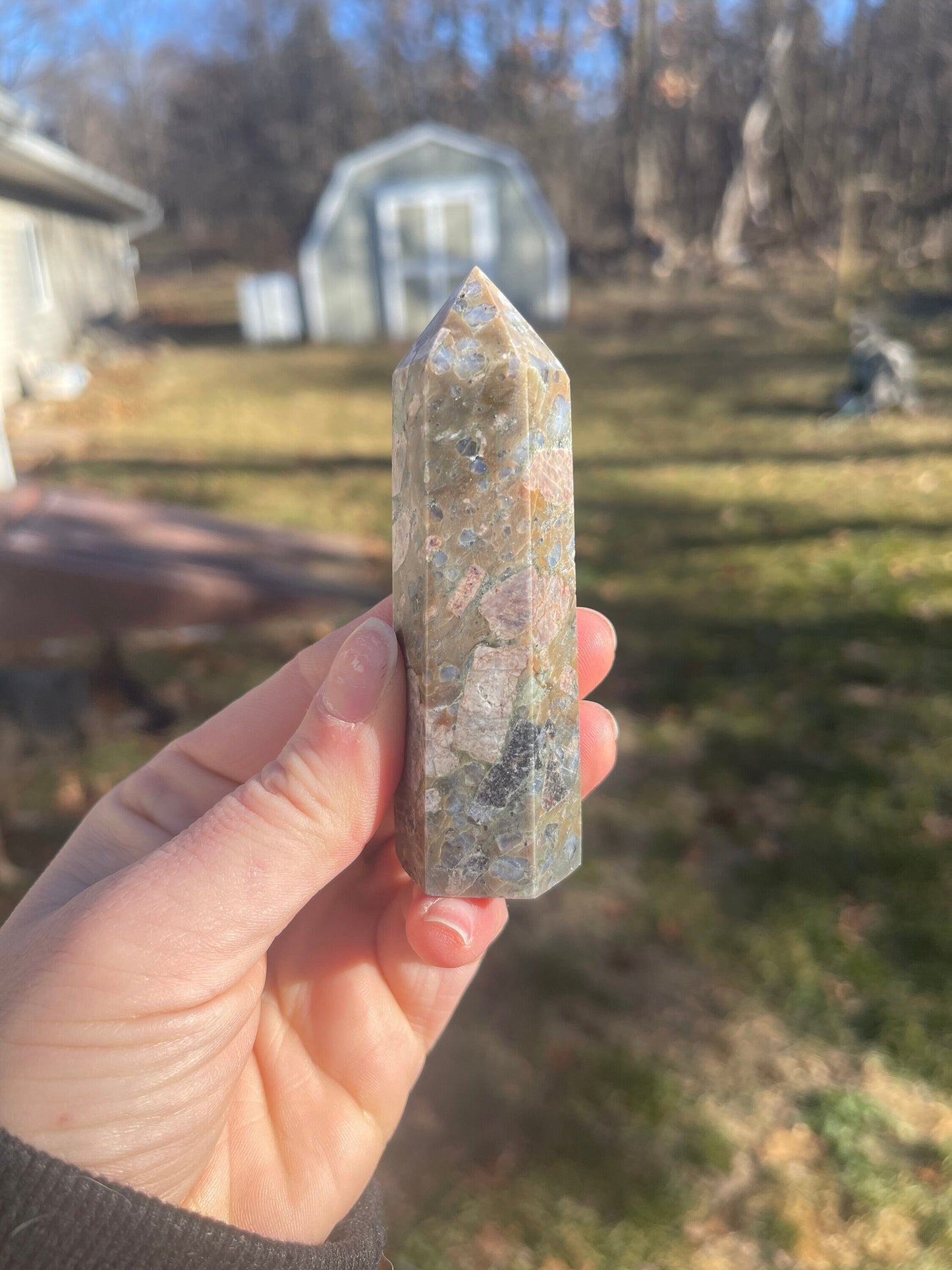 Llanite crystal tower e | que sera | crystal carving | meditation stone