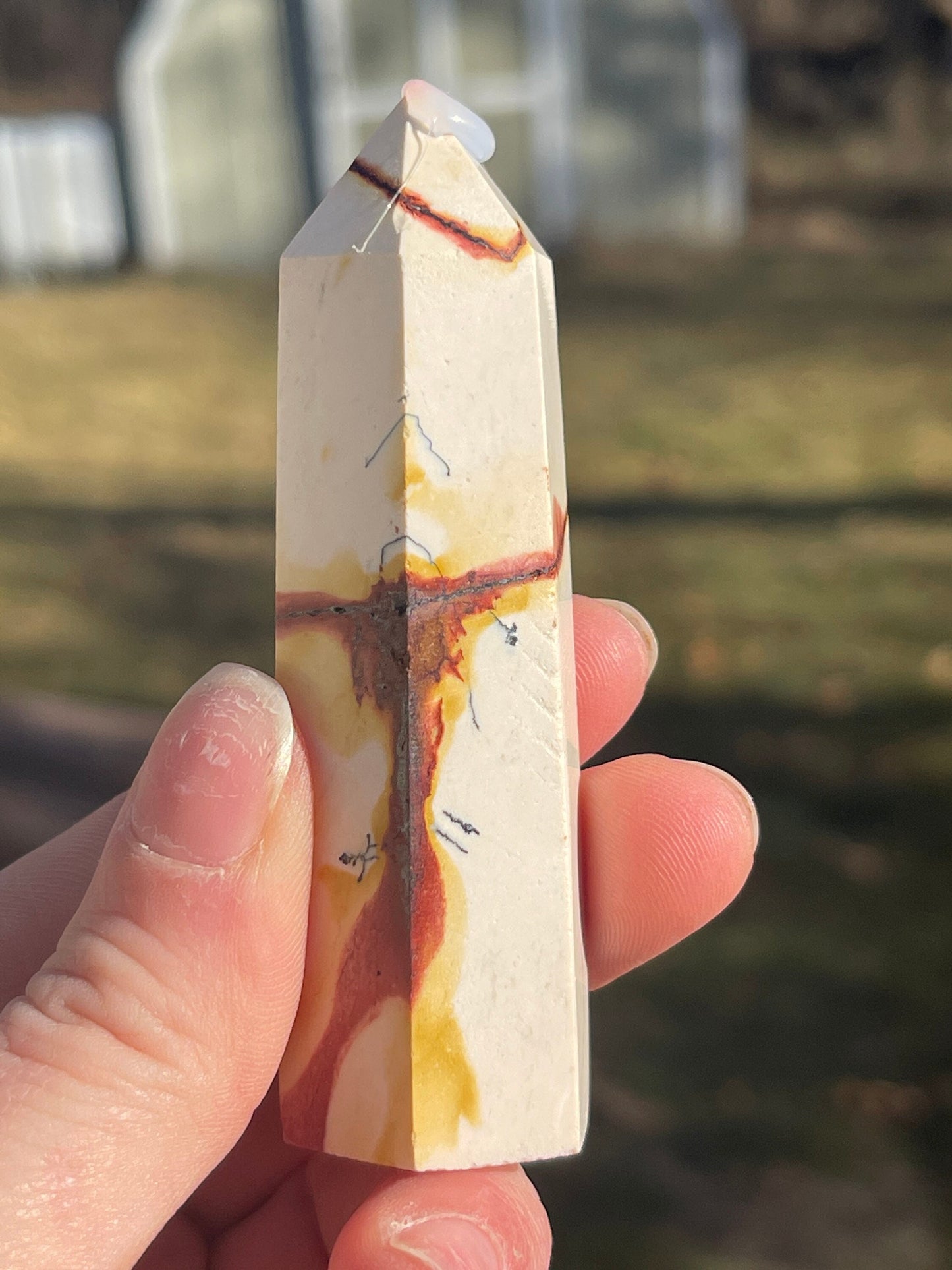 Mookaite Jasper Crystal Tower: Meditation Stone Carving