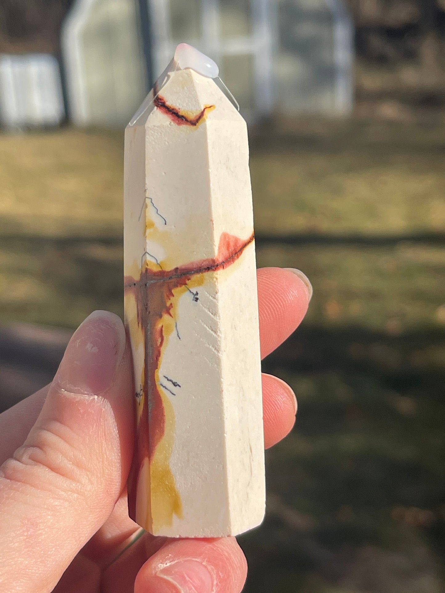 Mookaite Jasper Crystal Tower: Meditation Stone Carving