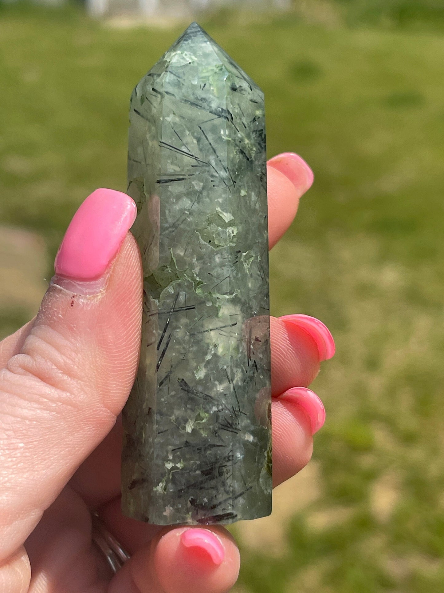 Prehnite Crystal Tower: Meditation Stone Carving (3.2in)
