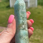 Green Silky Fluorite Crystal Tower: Meditation Stone