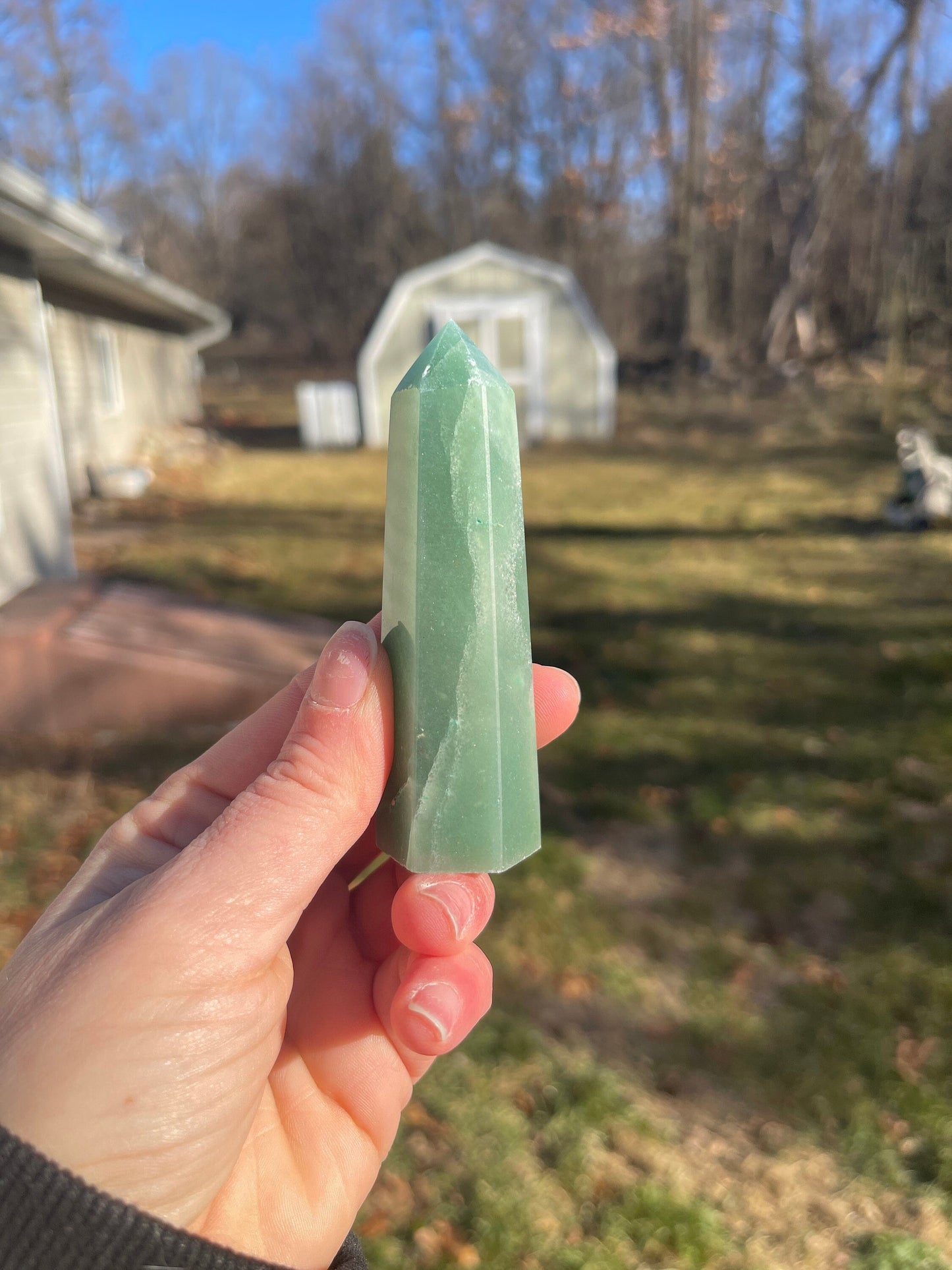 Green Aventurine Crystal Tower D | Meditation Stone | Crystal Carving | Manifest Abundance | Prosperity