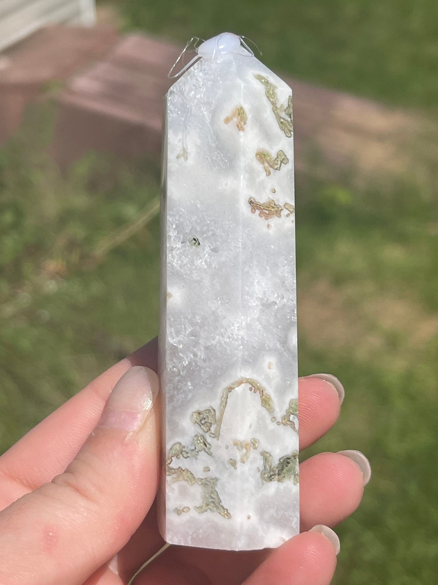 Moss Agate Crystal Tower