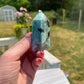 Amazonite Tower with Smoky Quartz and Purple Mica: Madagascar Crystal Carving