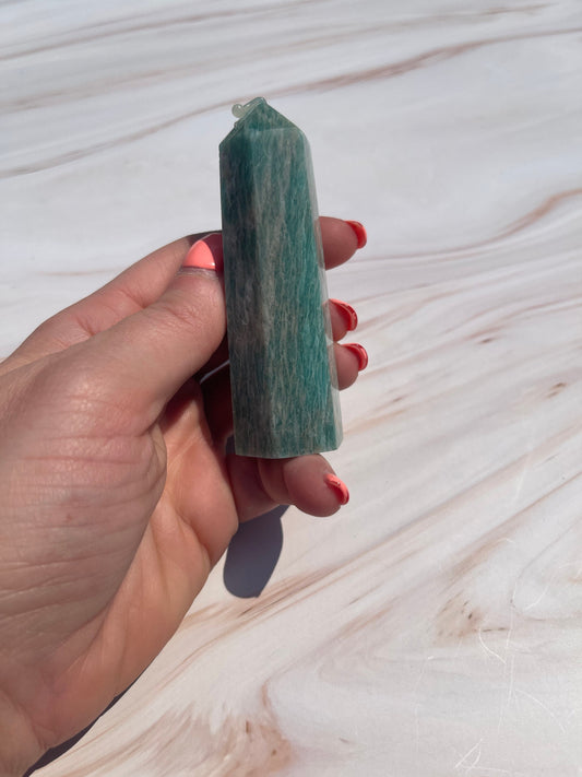 Amazonite Crystal Tower: Soothing Meditation Stone