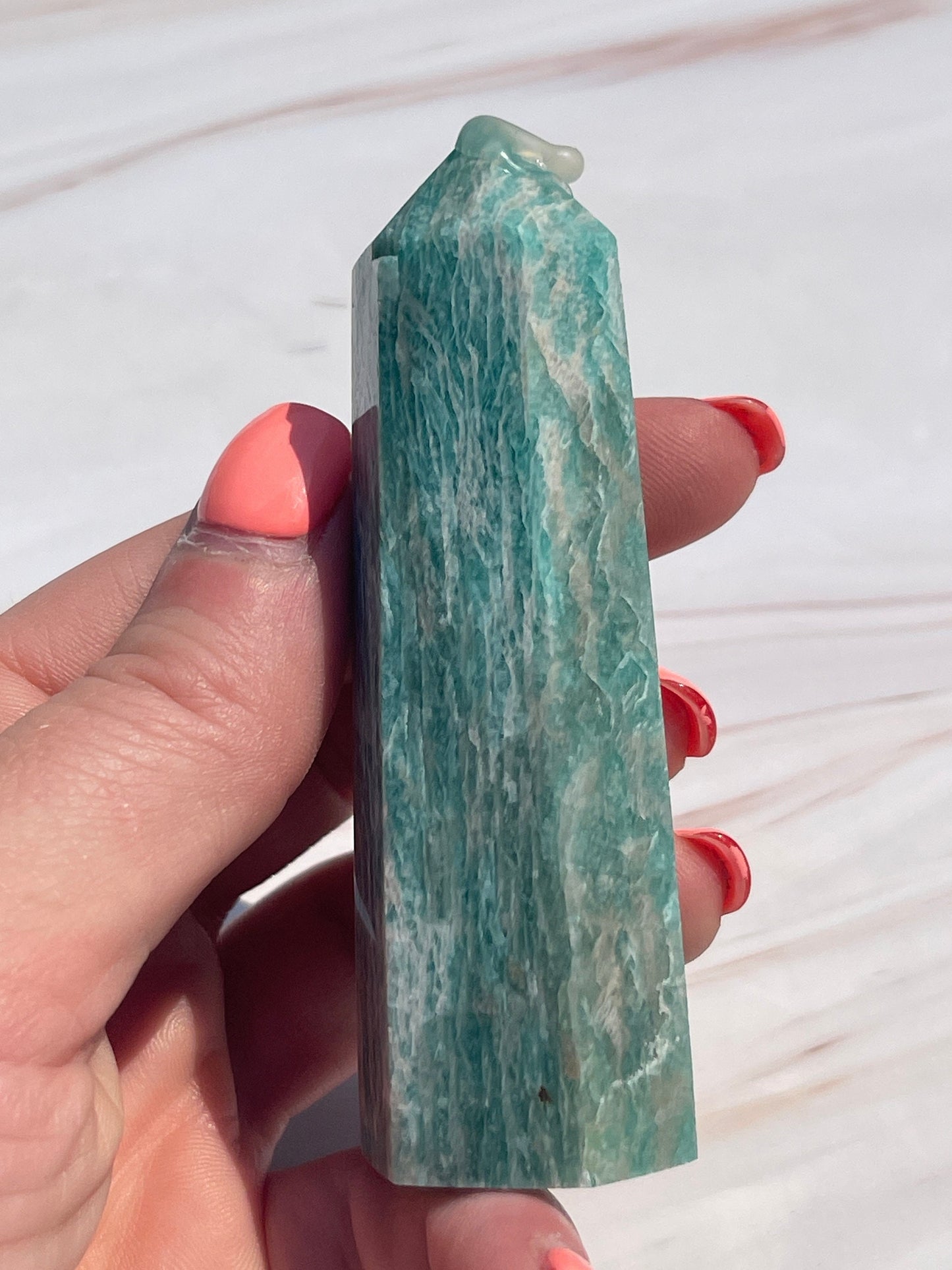 Amazonite Crystal Tower: Soothing Meditation Stone
