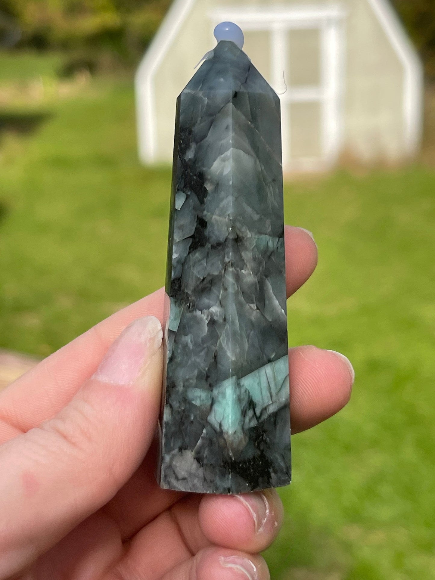 Emerald Crystal Tower: Carved Meditation Stone