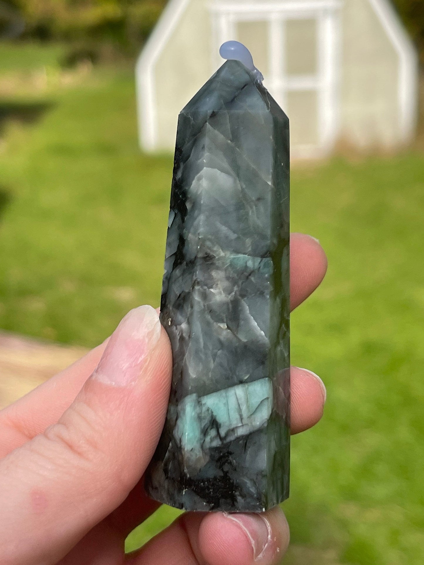 Emerald Crystal Tower: Carved Meditation Stone