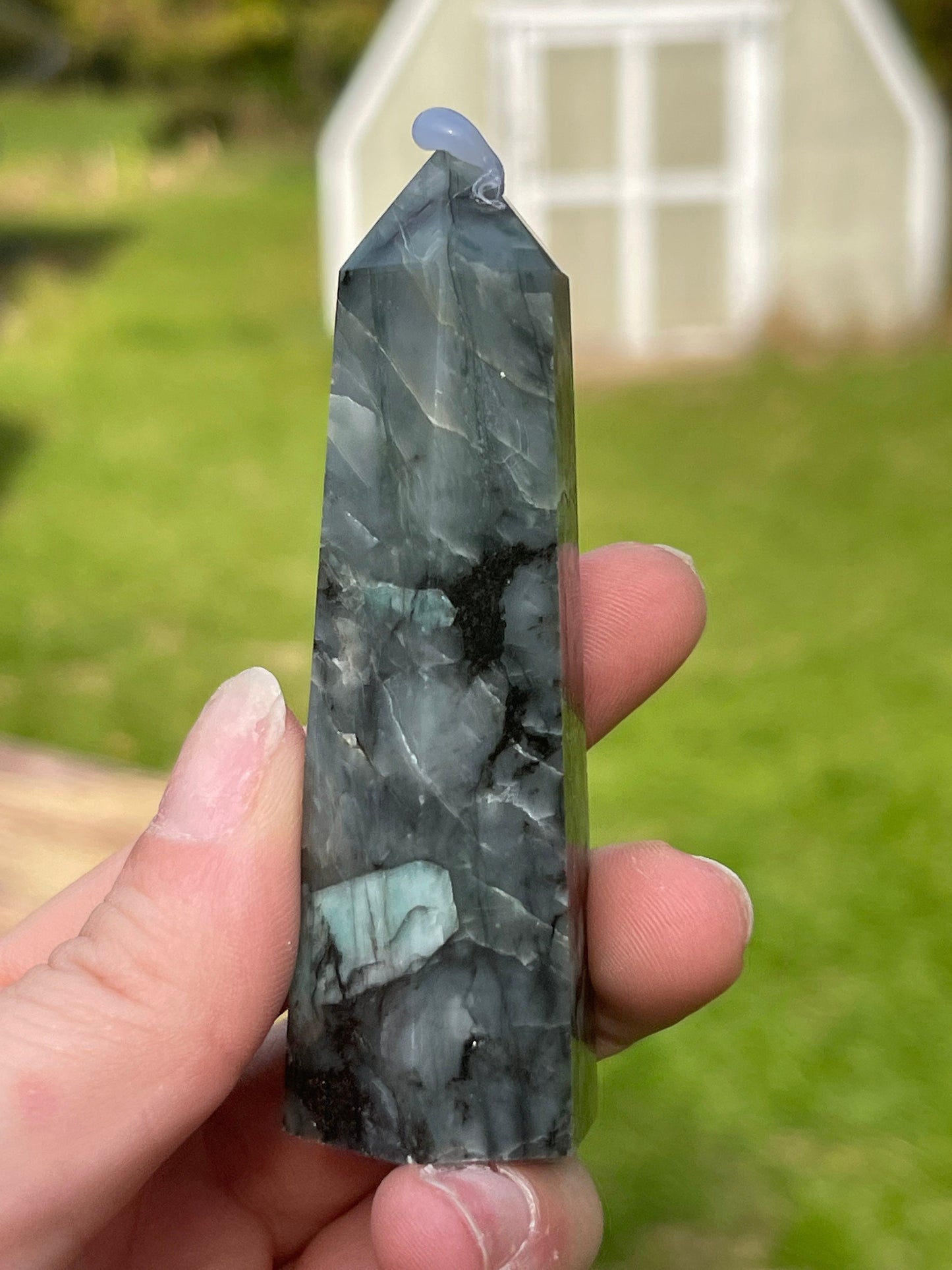 Emerald Crystal Tower: Carved Meditation Stone