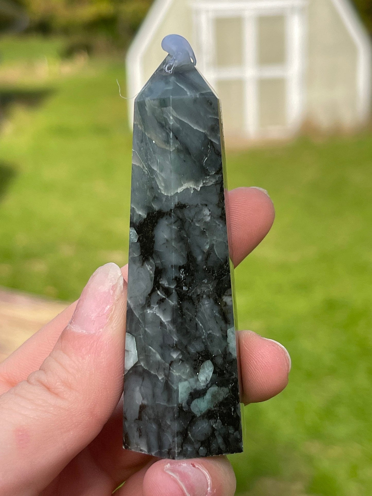 Emerald Crystal Tower: Carved Meditation Stone