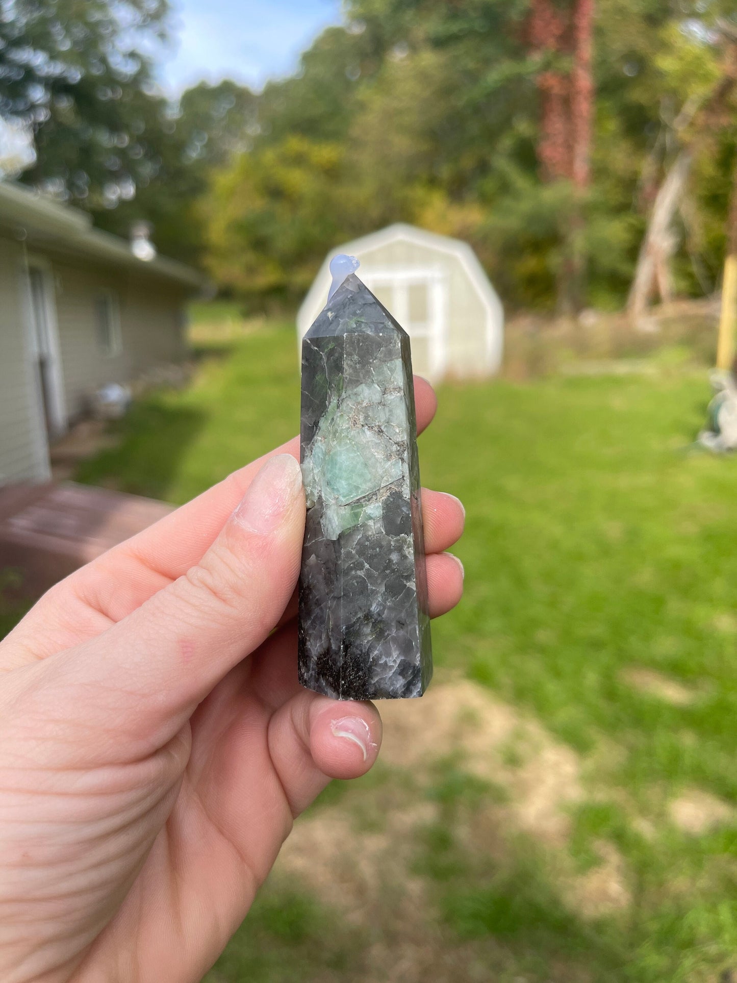 Emerald Crystal Tower: Healing Meditation Carving