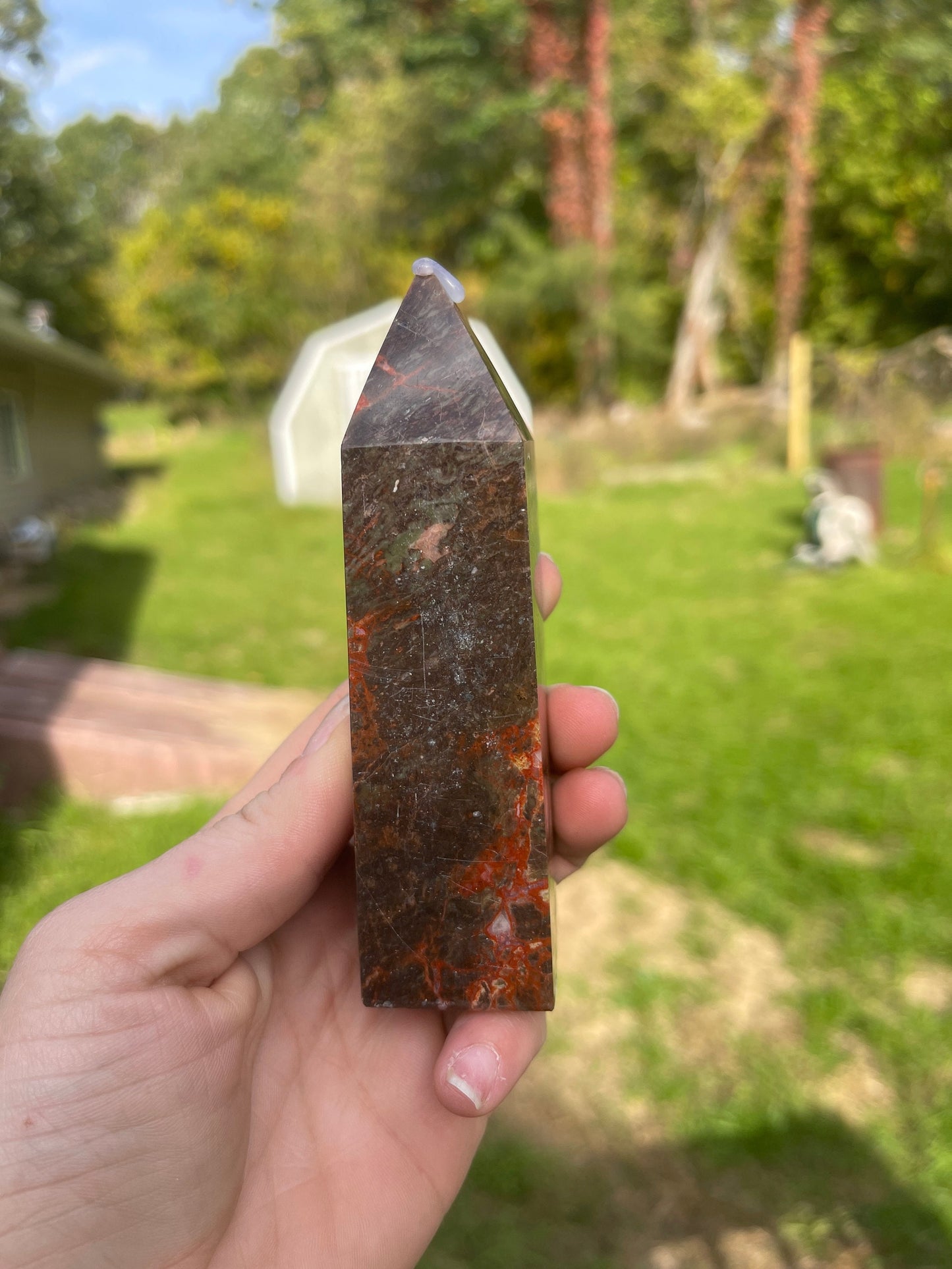 Money Agate Crystal Tower: Indonesian Bloodstone Healing