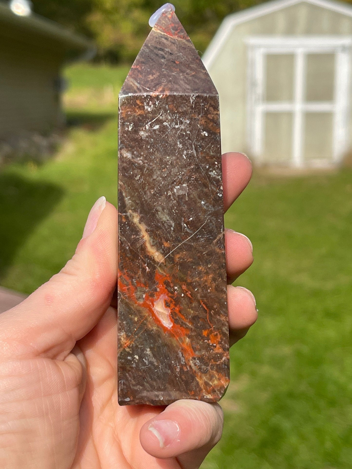 Money Agate Crystal Tower: Indonesian Bloodstone Healing