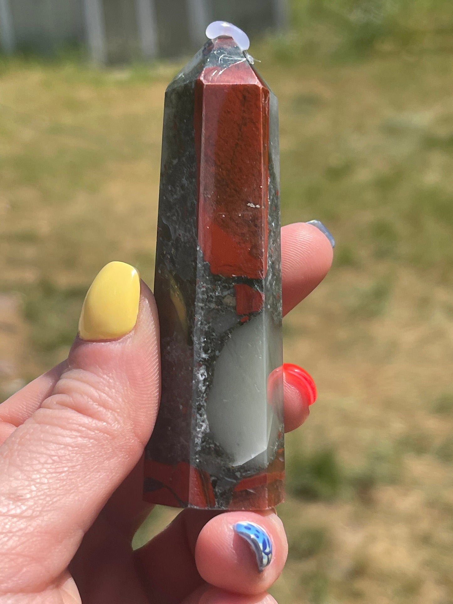 African Bloodstone Crystal Tower with Pyrite Inclusions