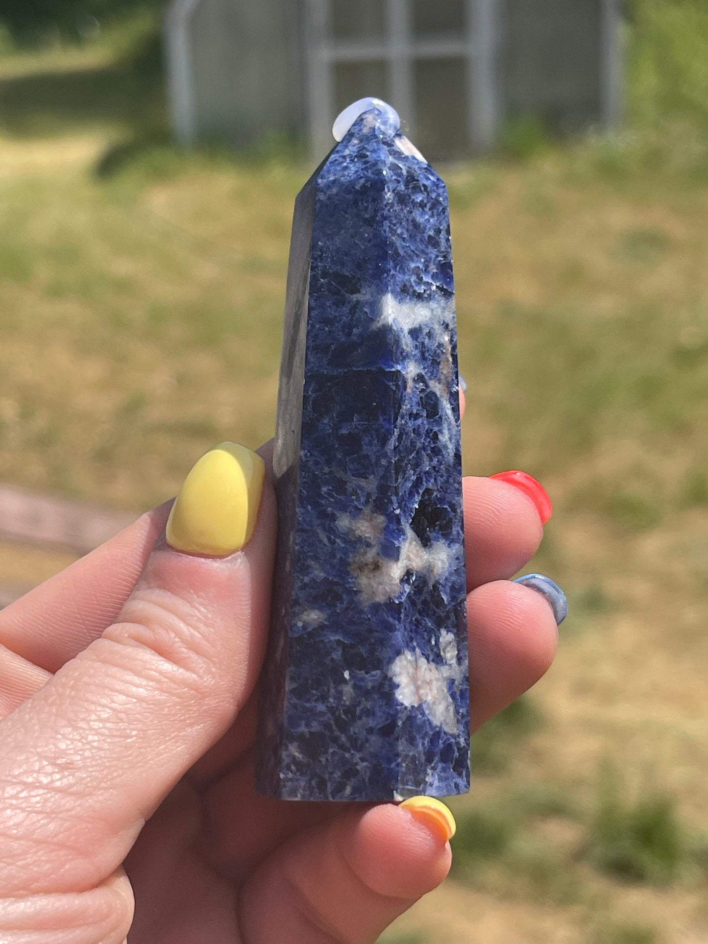 Sodalite Tower Point: Reiki Healing Crystal Obelisk