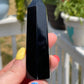 Obsidian Obelisk Tower: Natural Crystal Point, Reiki Healing Stone