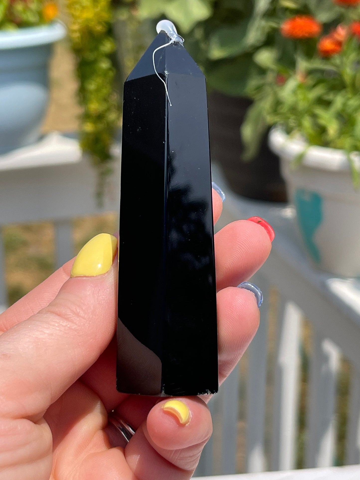 Natural Obsidian Obelisk Tower: Reiki Healing Crystal Gift