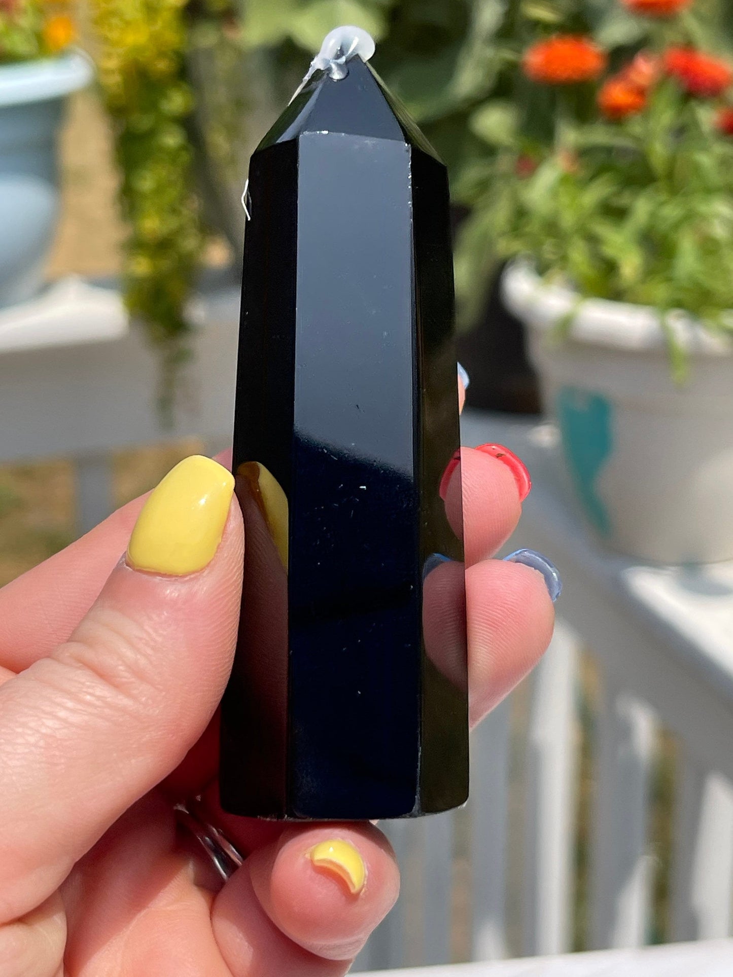 Natural Obsidian Obelisk Tower: Reiki Healing Crystal Gift