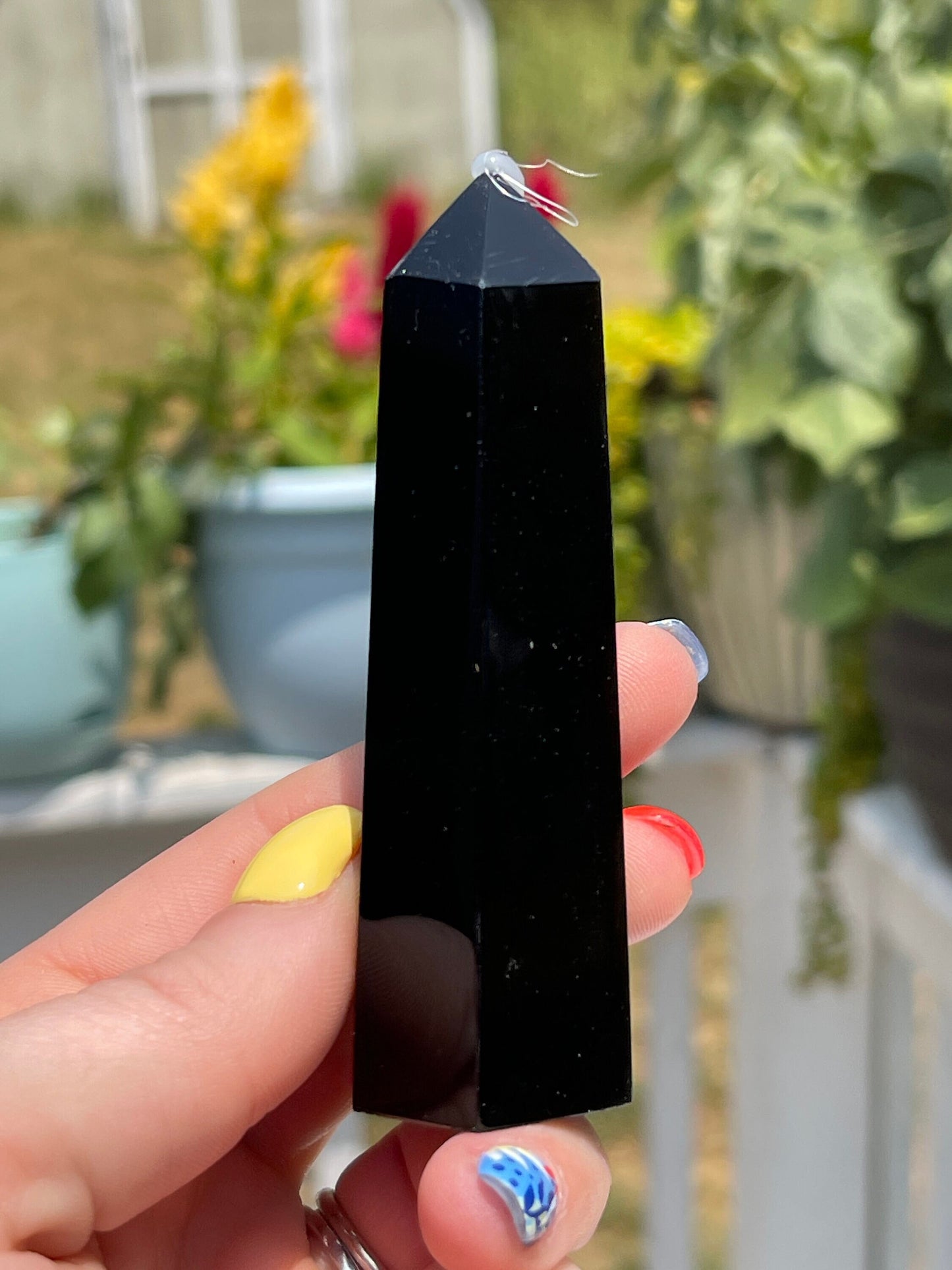 Black Obsidian Obelisk Tower: Reiki Healing Crystal Decor